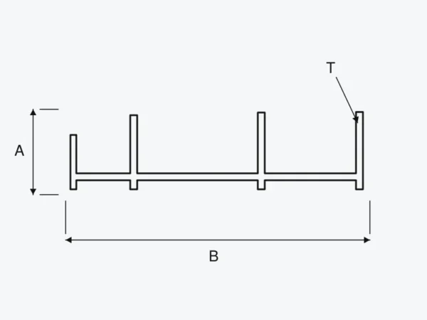 Aluminium 6063-T5 Sliding Window 2-Track Header Flush Lock Profile – HB053