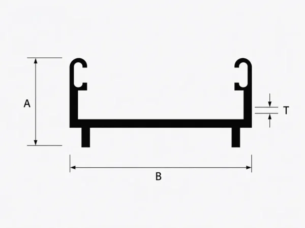 HB133 Aluminium 6063-T5 Wall Jamb Profile with A B and T dimensions