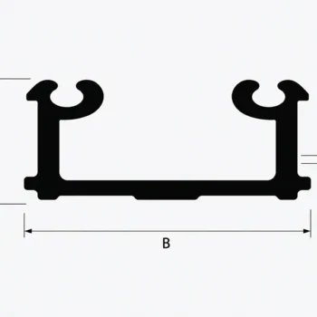 HB120 curtain wall cover aluminium profile showing A, B and T dimensions